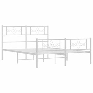 vidaXL Bed Frame with Headboard and Footboard Bed Base 135x190 cm White Metal