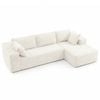 Advwin 277cm L Shape 3 Seater Sofa w/ Oversized Chaise Corduroy Modular Compressed Sofa No Assembly Beige