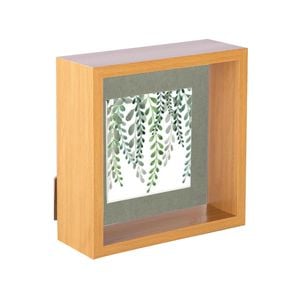 Nicola Spring 3D Deep Box Photo Frame - 6 x 6" with 4 x 4" Mount - Light Wood