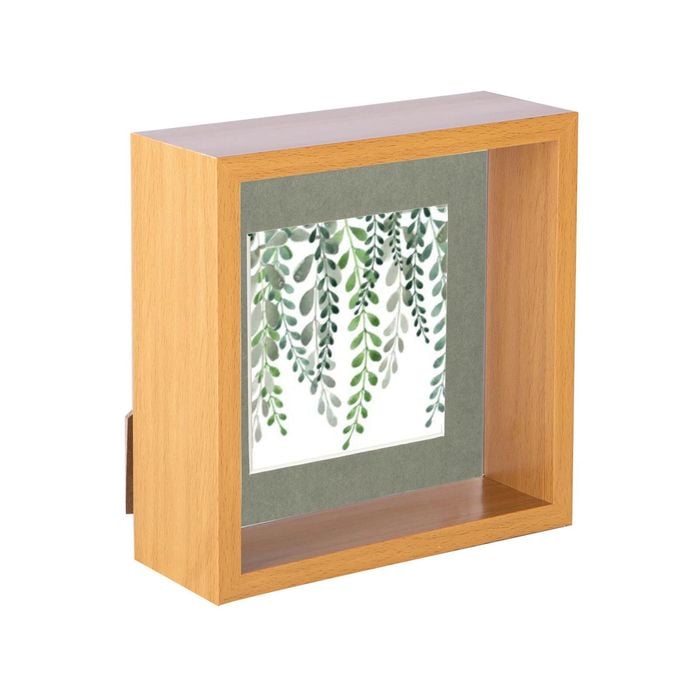 Nicola Spring 3D Deep Box Photo Frame - 6 x 6" with 4 x 4" Mount - Light Wood
