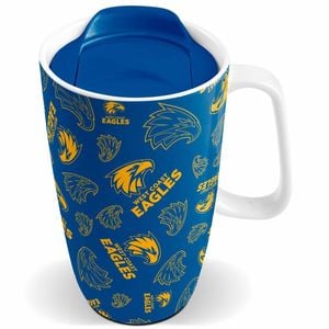 West Coast Eagles AFL Ceramic Travel Coffee Mug Cup With Handle