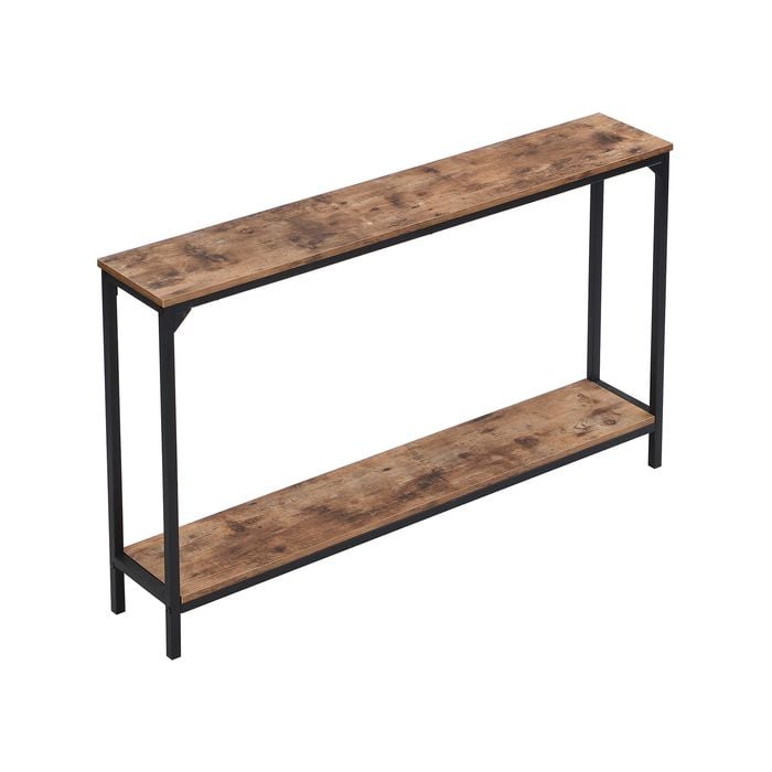 HOMFURN Industrial Narrow Console Table, Skinny Entryway Sofa Table for Living Room, Hallway, Rustic Brown