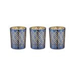 3PK Estelle 95ml/6.5cm Glass Metallic Tealight Candle Holder - Navy