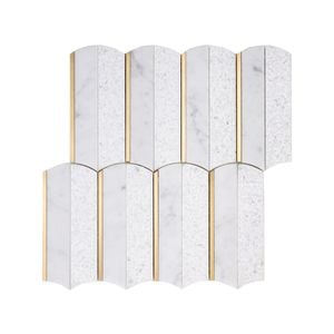 Decor8 290 x 272mm Cascade Terrazzo Bianco Carrara Mosaic Tile - Carrara Bianco