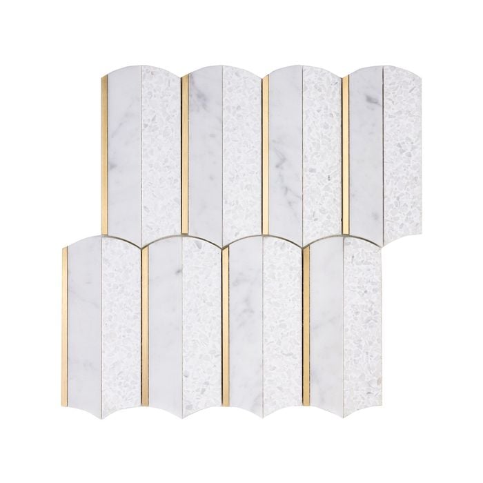 Decor8 290 x 272mm Cascade Terrazzo Bianco Carrara Mosaic Tile - Carrara Bianco
