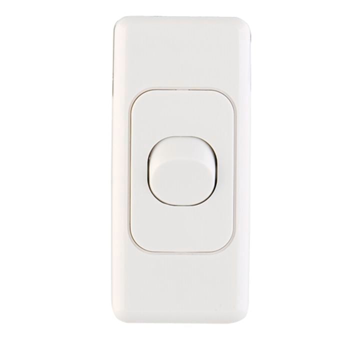 Deta White Single Architrave Switch - White