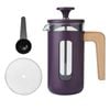 La Cafetiere Pisa 3-cup Cafetiere Manual Glass Coffee Press Maker Purple