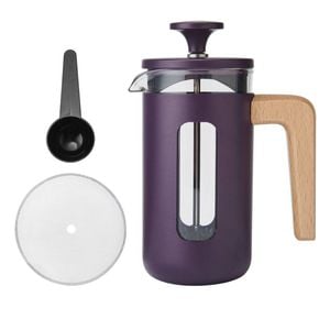 La Cafetiere Pisa 3-cup Cafetiere Manual Glass Coffee Press Maker Purple
