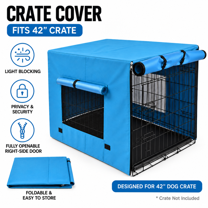 YES4PETS 42' Dog Cat Rabbit Collapsible Crate Pet Cage Canvas Cover-Blue
