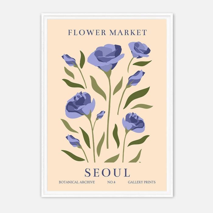 Galrie Seoul Flower Market Botanical Archive No.4 Art Print Elegant Floral Decor, White Frame, A0 84 x 119cm (33 x 47inch)
