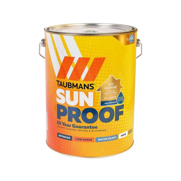 Taubmans 10L White Low Sheen Sunproof Exterior Paint