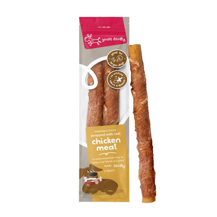 Yours Droolly Dog Treats Chicken Wrapped Vegetable Sticks Large 2 Pack (AG901)