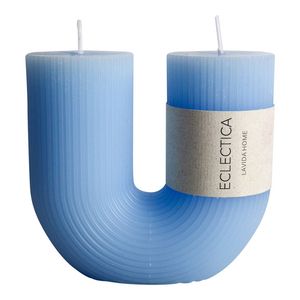 Unscented 11cm Arch U-Shape Pillar Wax Candle Decorative Home Room Display Blue