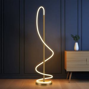 Luminea Lorraine Metal Wizard Modern Elegant LED Spiral Light Floor Lamp Light - Gold