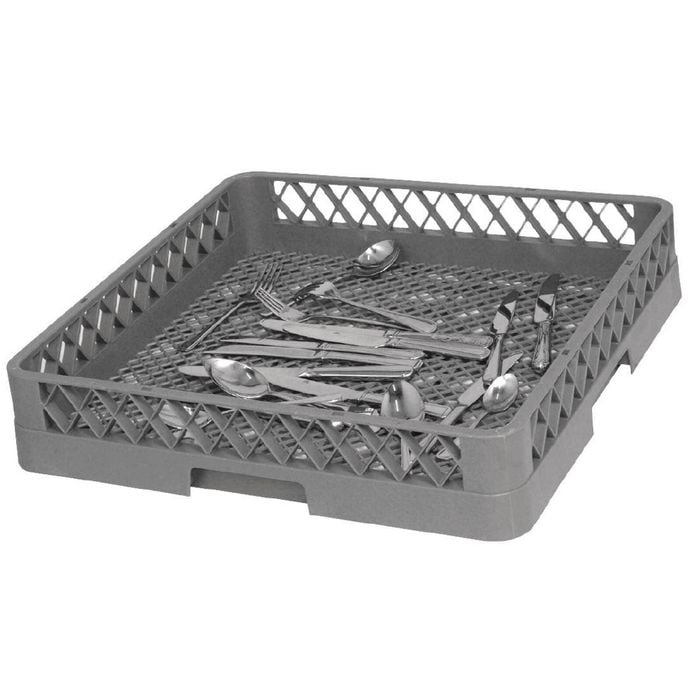 Vogue Dishwasher Cutlery Rack Basket 8 Compartment Open Bottom 500x500x100mm Commercial Kitchen Storage