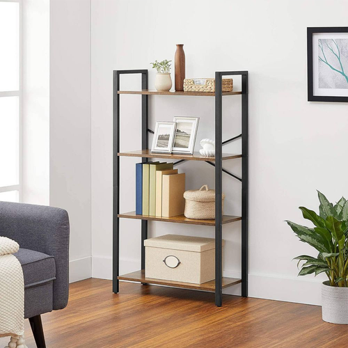 VASAGLE
  4-Tier Bookcase, Rustic Brown and Black, for All Rooms. I/N: 0389802