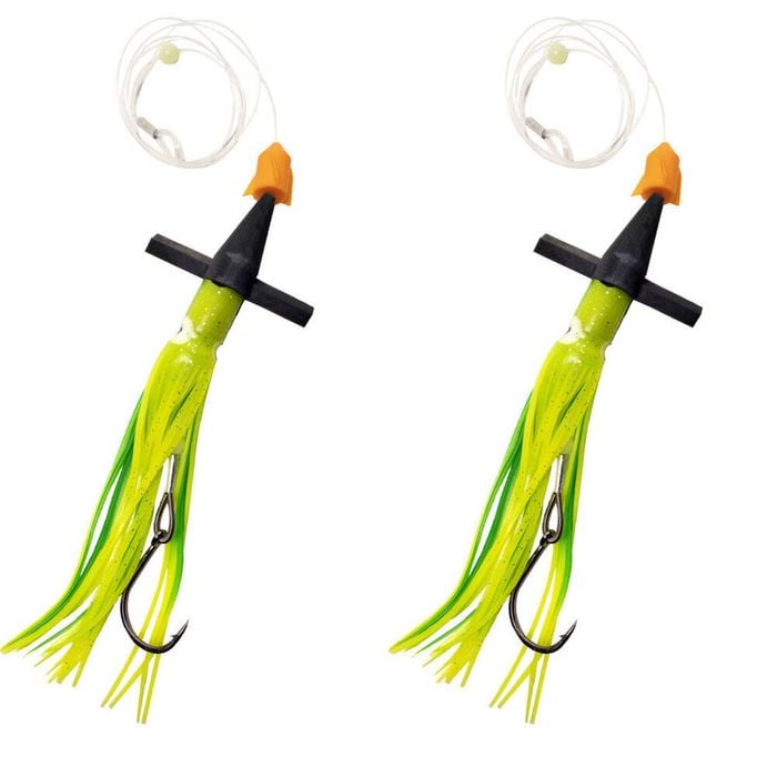 2PK Sea Pro Rocket Teaser Rigged Skirt Offshore Trolling Teaser 9 In - Green