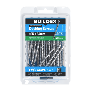 Buildex 10G x 65mm 304 Stainless Steel Decking Screws - 50 pack