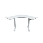 FORTIA 98W x 98W x 48D Dual-Motor 80kg Load Adjustable Electric Sit to Stand Up Corner Desk - White/White Frame