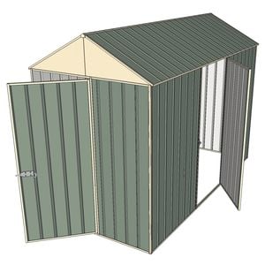 Build-a-Shed 1.5 x 3.0 x 2.3m Front Gable Dual Single Hinged Door Narrow Shed - Green