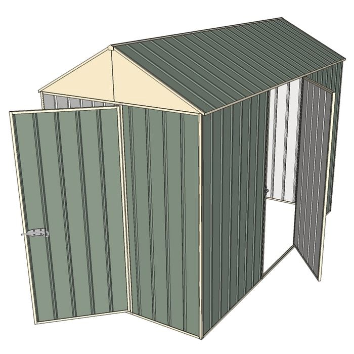 Build-a-Shed 1.5 x 3.0 x 2.3m Front Gable Dual Single Hinged Door Narrow Shed - Green