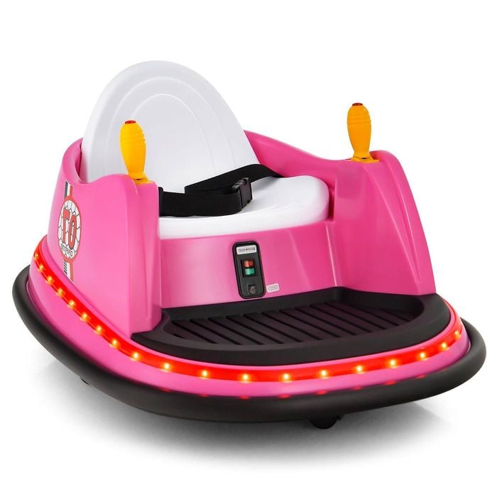 Costway Battery-supported Kids Ride On Bumper Car Electric Toy Car Pink