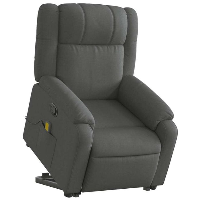 vidaXL Stand up Massage Recliner Chair Armchair Single Sofa Dark Grey Fabric