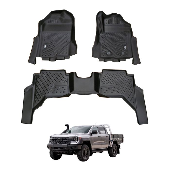 AUSGO Car Floor Mats for Ford Ranger Super Duty Dual Cab 2025-Onwards All-Weather Floor Liners