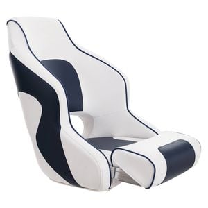 VEVOR Captain Bucket Seat Boat White and Blue Flip Up with Thickened Sponge Padding