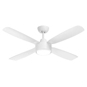 Arlec 120cm White Matte AER 4 Blade DC Ceiling Fan With LED Light