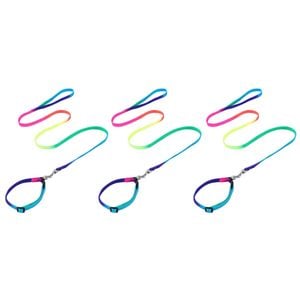 3PK Paws & Claws Pet/Cat 1.2m/25-40cm Adjustable Collar Lead Set