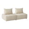 Oikiture 2x Chenille Modular Sofa Floor Lounge Chair W/pillow Tofu Armless Beige