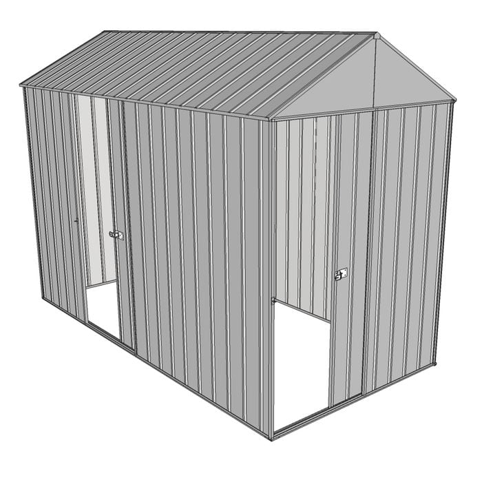 Build-a-Shed 1.5 x 3.0 x 2.3m Front Gable Dual Single Sliding Door Narrow Shed - Zinc
