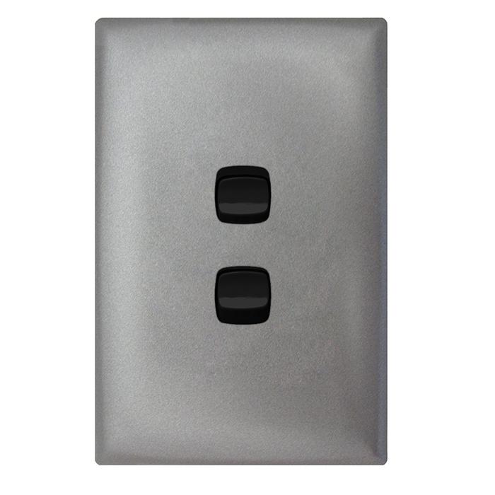 HPM Gun Metal / Black 2 Gang Linea Light Switch