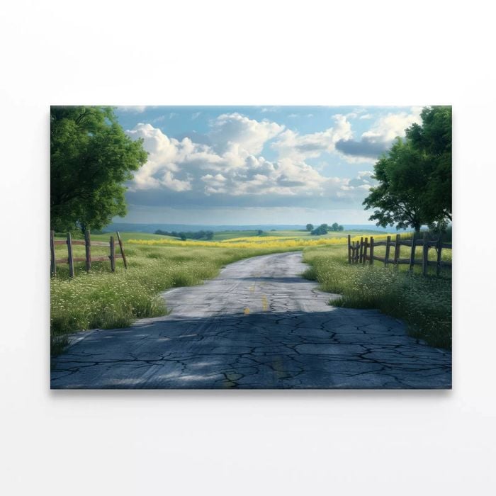 Empty Countryside Road Stage  Print 100% Australian Made 120 x 90cm  (Stretched)