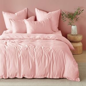 Natural Home Bamboo Tailored Quilt Cover Set Blush Pink King Single Bed