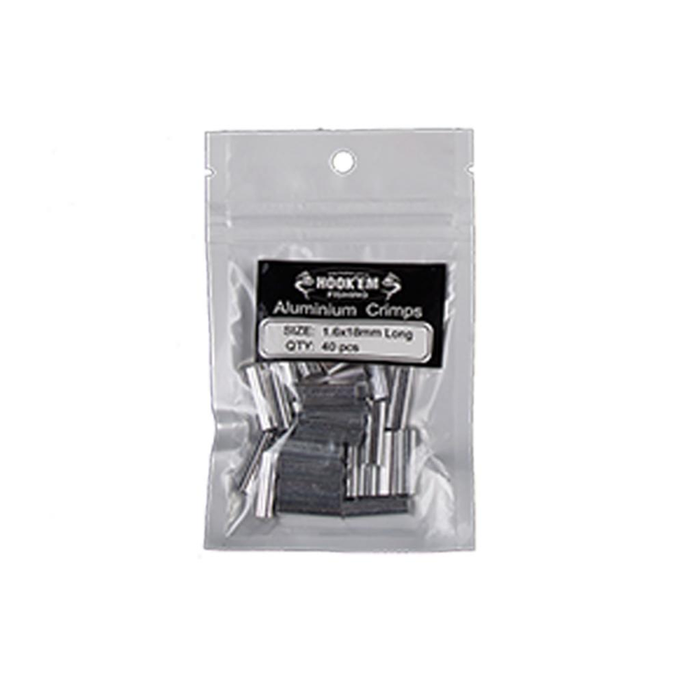 Hook'Em Aluminium Fishing Crimp 40 Pack 1.6mm x 18mm