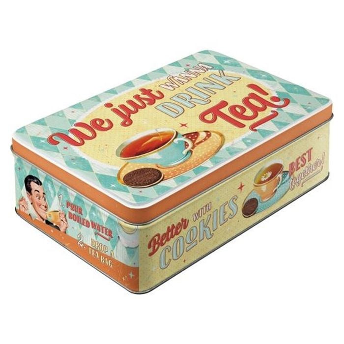 Nostalgic-art Flat Metal Storage Tin Food Safe 3d Embossed Design 23x16x7cm