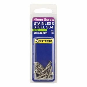 Otter 8 x 25mm Satin Stainless Steel 304 Hinge Screws - 16 Pack