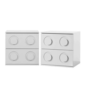 Oikiture 2x Bedside Table 2 Drawers Nightstand Side Storage Cabinet White