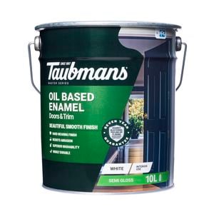Taubmans 10L White Semi Gloss Oil Based Enamel