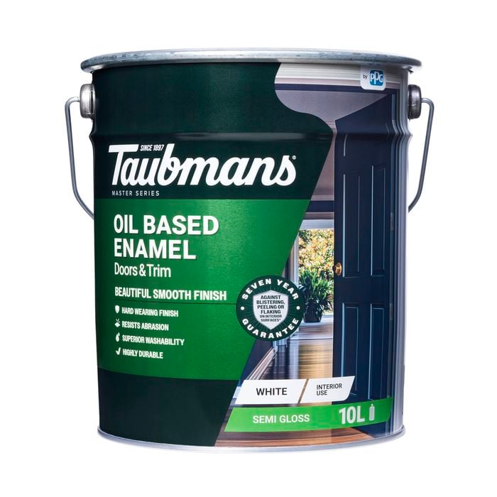 Taubmans 10L White Semi Gloss Oil Based Enamel