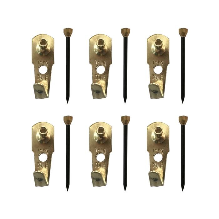Everhang 15kg Brass Plated Picture Hanging Angle Drives - 6 Pack