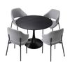 Oikiture 5PCS Dining Table Set Round Table Sherpa Dining Chairs Grey