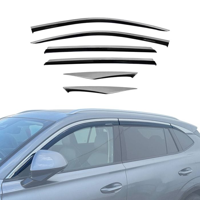 AUSGO Stainless Trim Weather Shields for MG HS 2024-Onwards Weathershields Window Visors Wind Deflectors