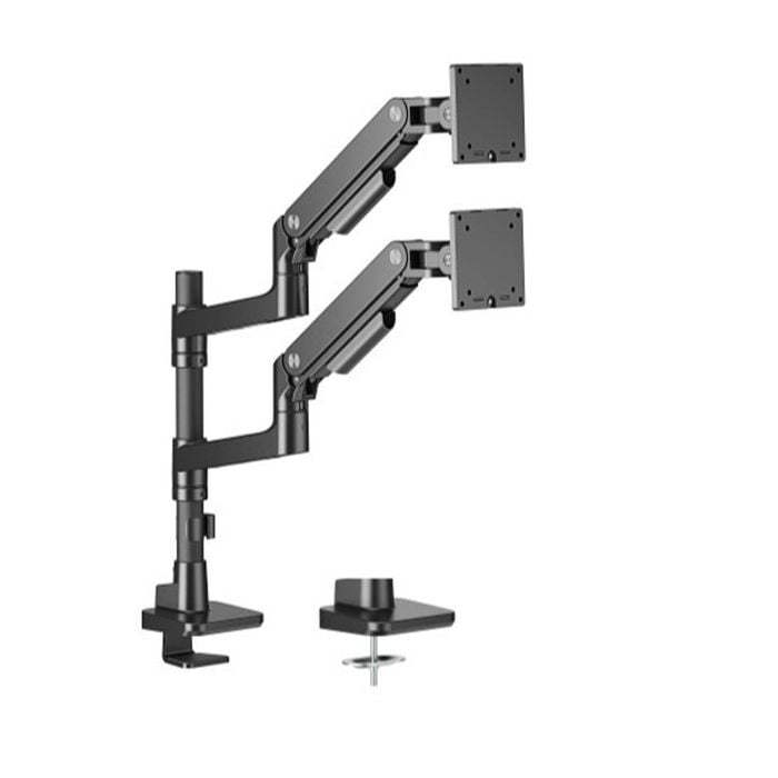Brateck Ldt81-c024p-b Noteworthy Pole-mounted Heavy-duty Gas Spring Dual Monitor Arm Fit Most 17'-49' Monitor Black