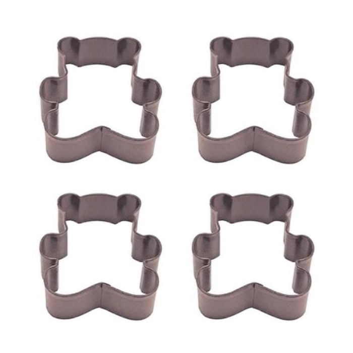 4x R&m Teddy Bear Cookie Cutter Polyresin Coated Steel Bake Mould 7.75cm Brown