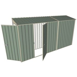 Build-a-Shed 0.8 x 3.7 x 2m Tunnel Hinged Door Shed With Single Hinged Side Door - Green