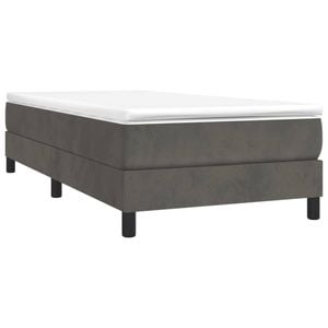 vidaXL Bed Frame Box Spring Bed with Mattress Dark Grey 100x200 cm Velvet