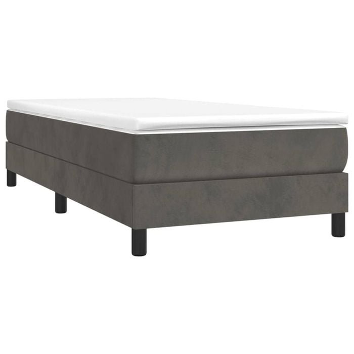 vidaXL Bed Frame Box Spring Bed with Mattress Dark Grey 100x200 cm Velvet
